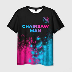 Мужская футболка Chainsaw Man - neon gradient: символ сверху