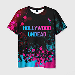 Мужская футболка Hollywood Undead - neon gradient: символ сверху