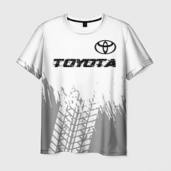 Мужская футболка Toyota speed на светлом фоне со следами шин: симво