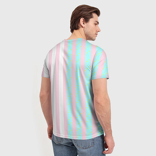 Мужская футболка Кен плюс Барби: сплит розовых и голубых полосок / 3D-принт – фото 4