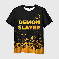 Мужская футболка Demon Slayer - gold gradient: символ сверху
