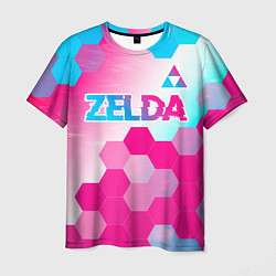 Мужская футболка Zelda neon gradient style: символ сверху