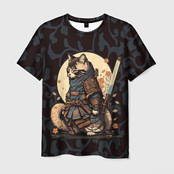 Мужская футболка Кот якудза - японский воин