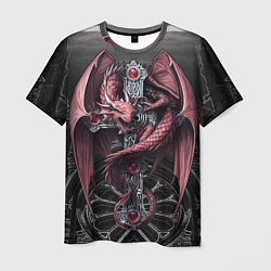 Мужская футболка Красный кельтский дракон на готическом кресте