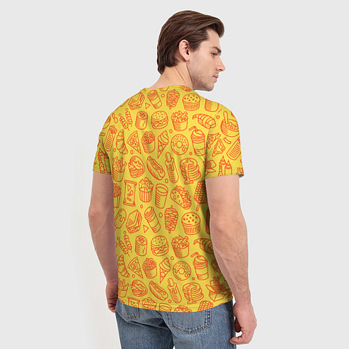 Мужская футболка Фастфуд - жёлтый / 3D-принт – фото 4