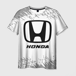 Мужская футболка Honda speed на светлом фоне со следами шин