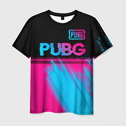 Мужская футболка PUBG - neon gradient: символ сверху