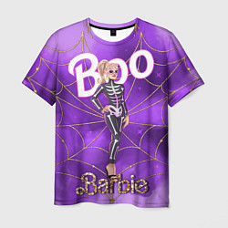 Мужская футболка Барби в костюме скелета: паутина и фиолетовый дым