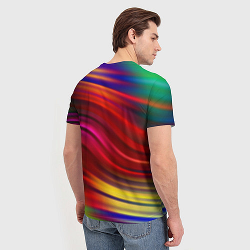 Мужская футболка Разноцветный абстрактный узор волны / 3D-принт – фото 4