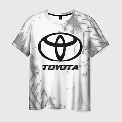 Мужская футболка Toyota speed на светлом фоне со следами шин