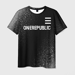 Мужская футболка OneRepublic glitch на темном фоне: символ сверху