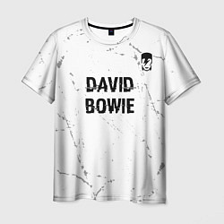 Футболка мужская David Bowie glitch на светлом фоне: символ сверху, цвет: 3D-принт