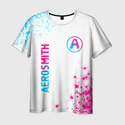 Мужская футболка Aerosmith neon gradient style: надпись, символ