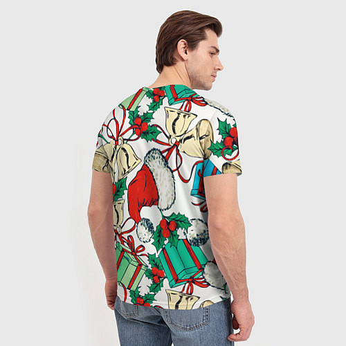 Мужская футболка Узор с новогодними падарками / 3D-принт – фото 4