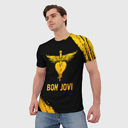 Футболка мужская Bon Jovi - gold gradient, цвет: 3D-принт — фото 2