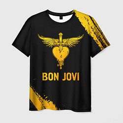 Мужская футболка Bon Jovi - gold gradient