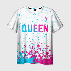 Мужская футболка Queen neon gradient style: символ сверху