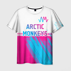 Мужская футболка Arctic Monkeys neon gradient style: символ сверху