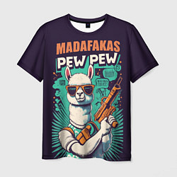 Мужская футболка Pew Pew Madafakas - лама с пистолетами