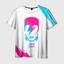 Футболка мужская David Bowie neon gradient style, цвет: 3D-принт