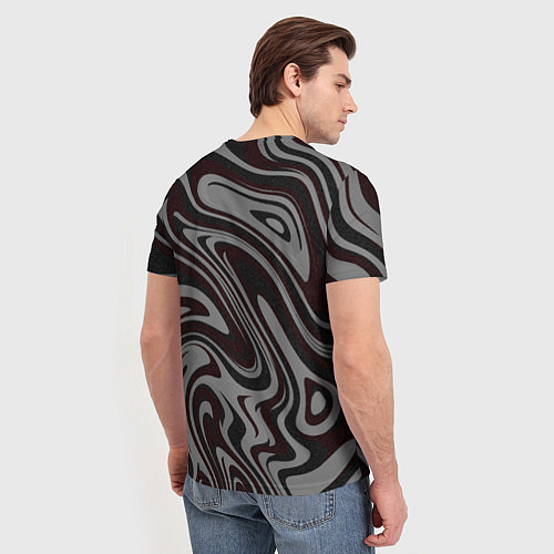 Мужская футболка Абстракция тёмно-серый с красным / 3D-принт – фото 4