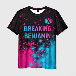 Мужская футболка Breaking Benjamin - neon gradient: символ сверху