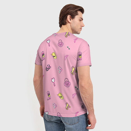 Мужская футболка Лиза - в стиле барби: аксессуары на розовом паттер / 3D-принт – фото 4