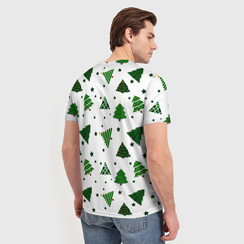 Мужская футболка Узор с зелеными елочками / 3D-принт – фото 4