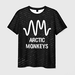 Мужская футболка Arctic Monkeys glitch на темном фоне