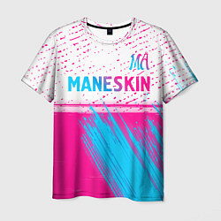 Мужская футболка Maneskin neon gradient style: символ сверху