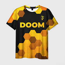 Мужская футболка Doom - gold gradient: символ сверху