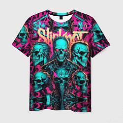 Футболка мужская Slipknot на фоне рок черепов, цвет: 3D-принт