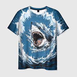 Мужская футболка Морда акулы в воде