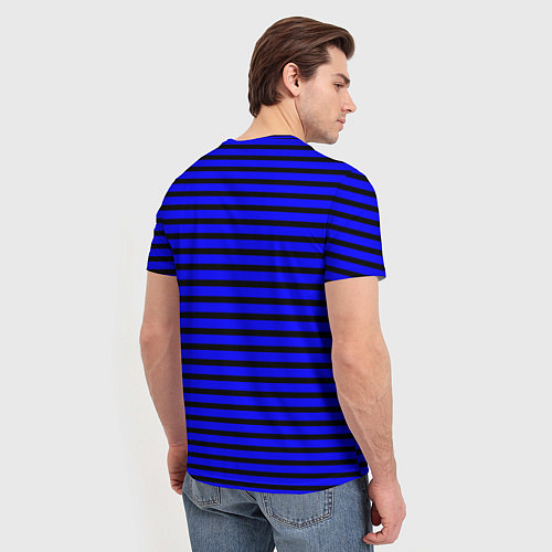 Мужская футболка Ультрамариновый в чёрную полоску / 3D-принт – фото 4