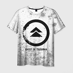 Мужская футболка Ghost of Tsushima glitch на светлом фоне