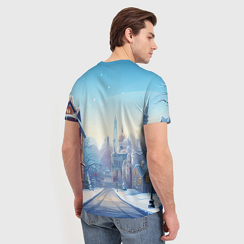 Мужская футболка Новогодний город / 3D-принт – фото 4