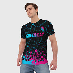 Футболка мужская Green Day - neon gradient: символ сверху, цвет: 3D-принт — фото 2