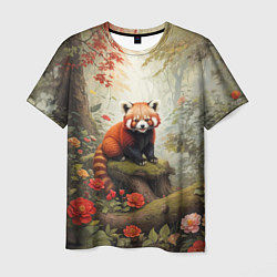 Мужская футболка Красная панда в лесу