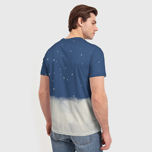 Мужская футболка Олень Рудольф снежной ночью / 3D-принт – фото 4