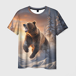 Мужская футболка Бурый медведь в лесу
