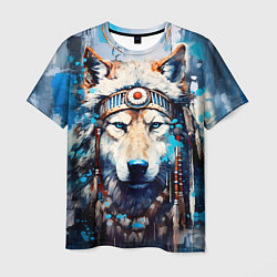 Мужская футболка Волк индеец