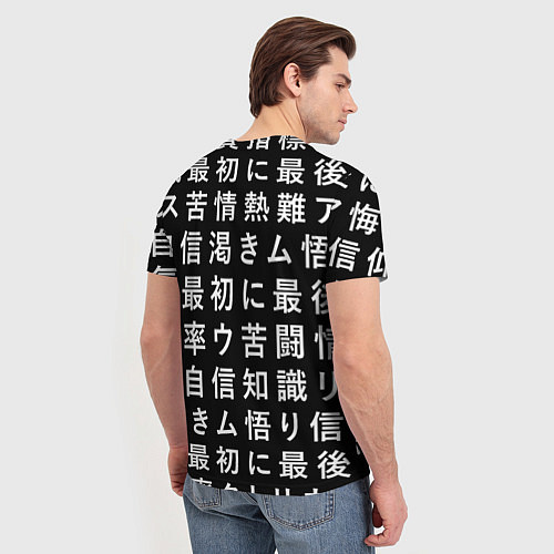 Мужская футболка Сто иероглифов на черном фоне / 3D-принт – фото 4