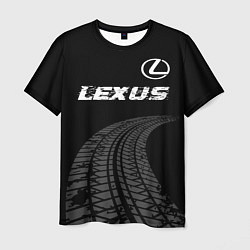 Мужская футболка Lexus speed на темном фоне со следами шин: символ