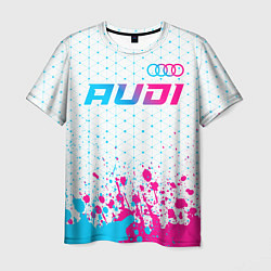 Мужская футболка Audi neon gradient style: символ сверху