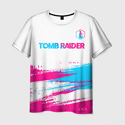 Мужская футболка Tomb Raider neon gradient style посередине