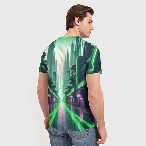 Мужская футболка Неоновый зеленый дракон / 3D-принт – фото 4