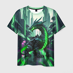 Мужская футболка Неоновый зеленый дракон