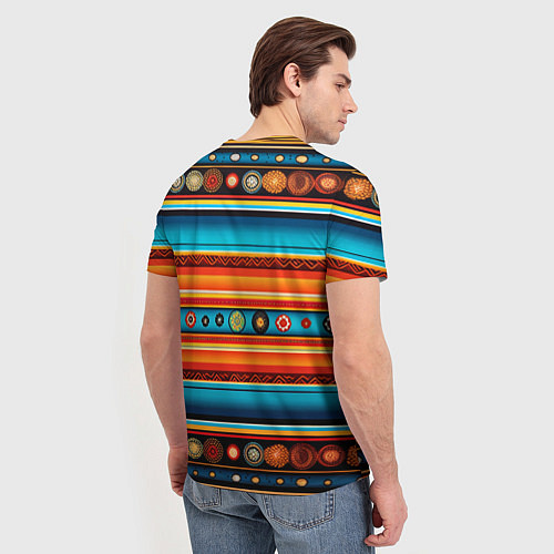 Мужская футболка Этнический узор в горизонтальную полоску / 3D-принт – фото 4