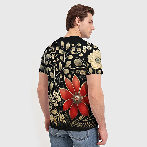 Мужская футболка Новогодние цветы и листья / 3D-принт – фото 4