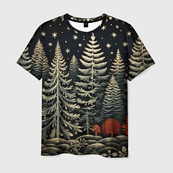 Мужская футболка Новогоднее настроение лес